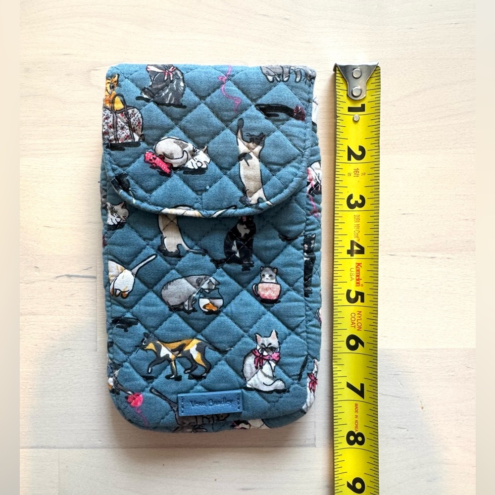 Vera Bradley Blue Cat Print Quilted Pouch